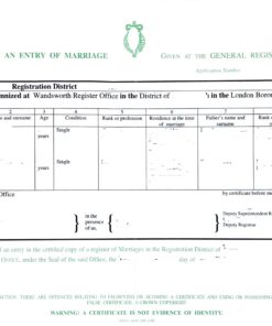 Certified Copy of an Entry of Marriage GB