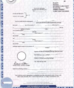 Marriage Certificate State of Nevada