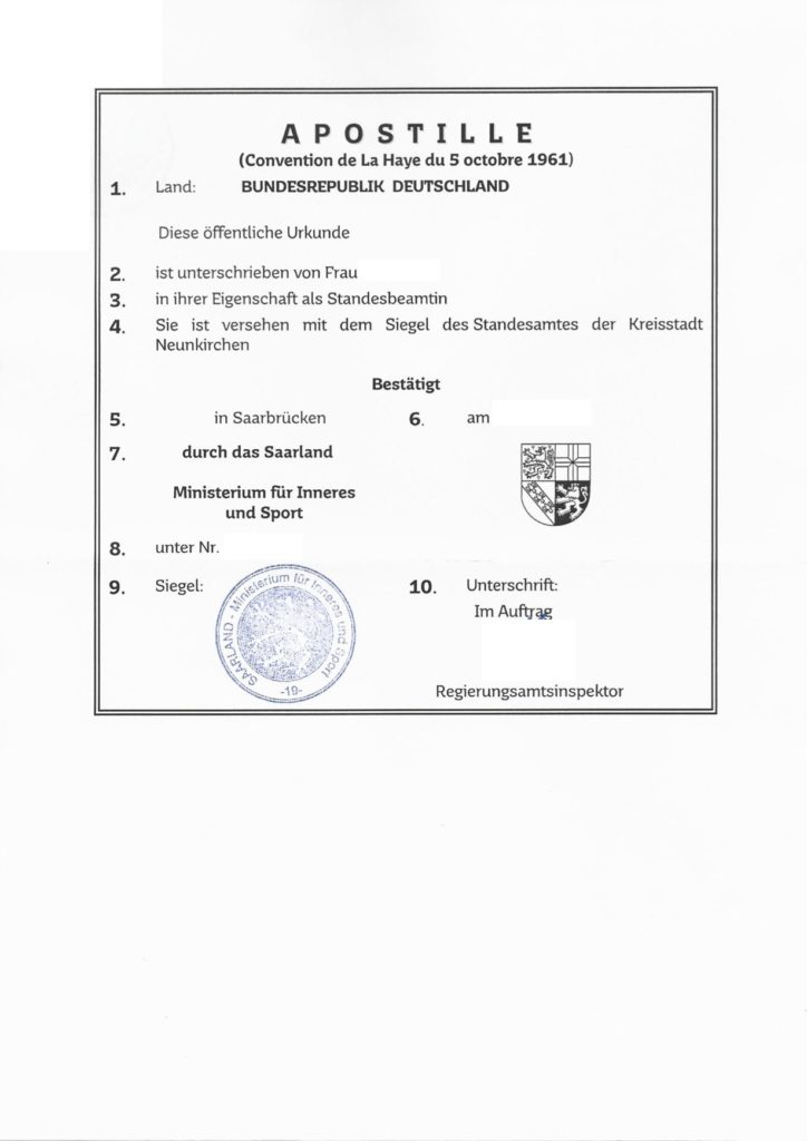 Apostille Convention de la (DE-RO) - Musterübersetzungen von Urkunden