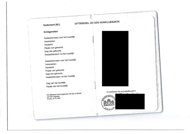 Uitreksel Uit Een Huweliksakte Zwolle Muster bersetzungen Von Urkunden