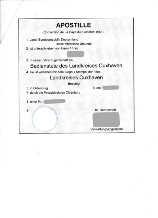 Einbürgerungsurkunde - Cuxhaven mit Kopienbeglaubigung und Apostille (DE-ES) – Bild 3