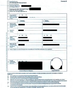 Auszug aus dem Heiratseintrag inkl. Apostille 2013