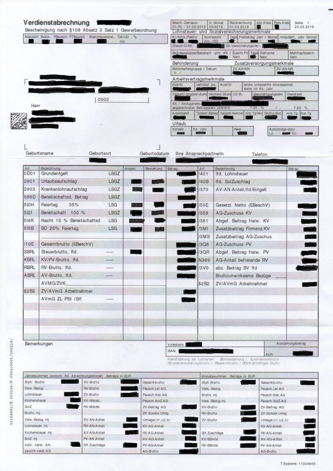 Verdienstabrechnung §108 Gewerbeordnung - Musterübersetzungen von Urkunden
