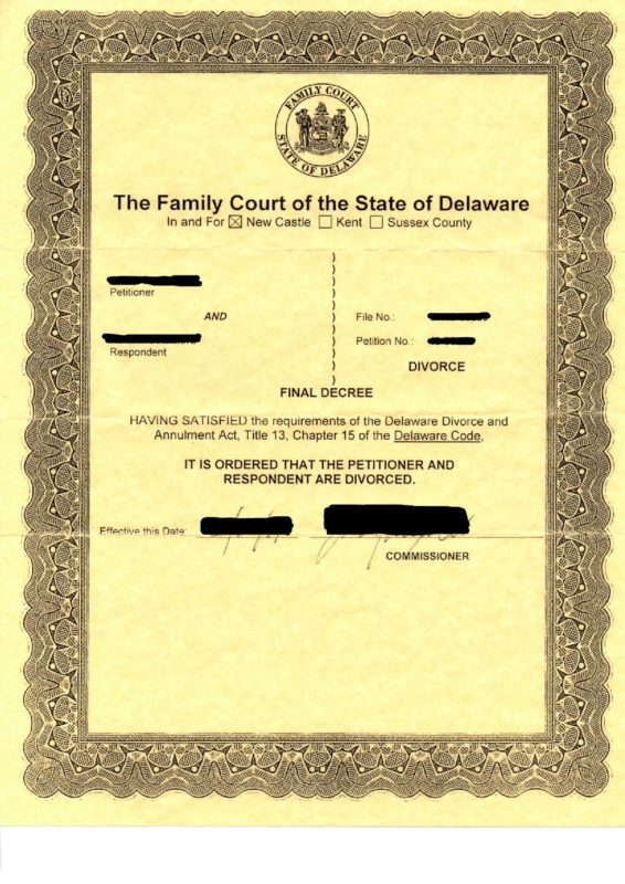 Final Decree v. The Family Court of the State Delaware 2019 ...