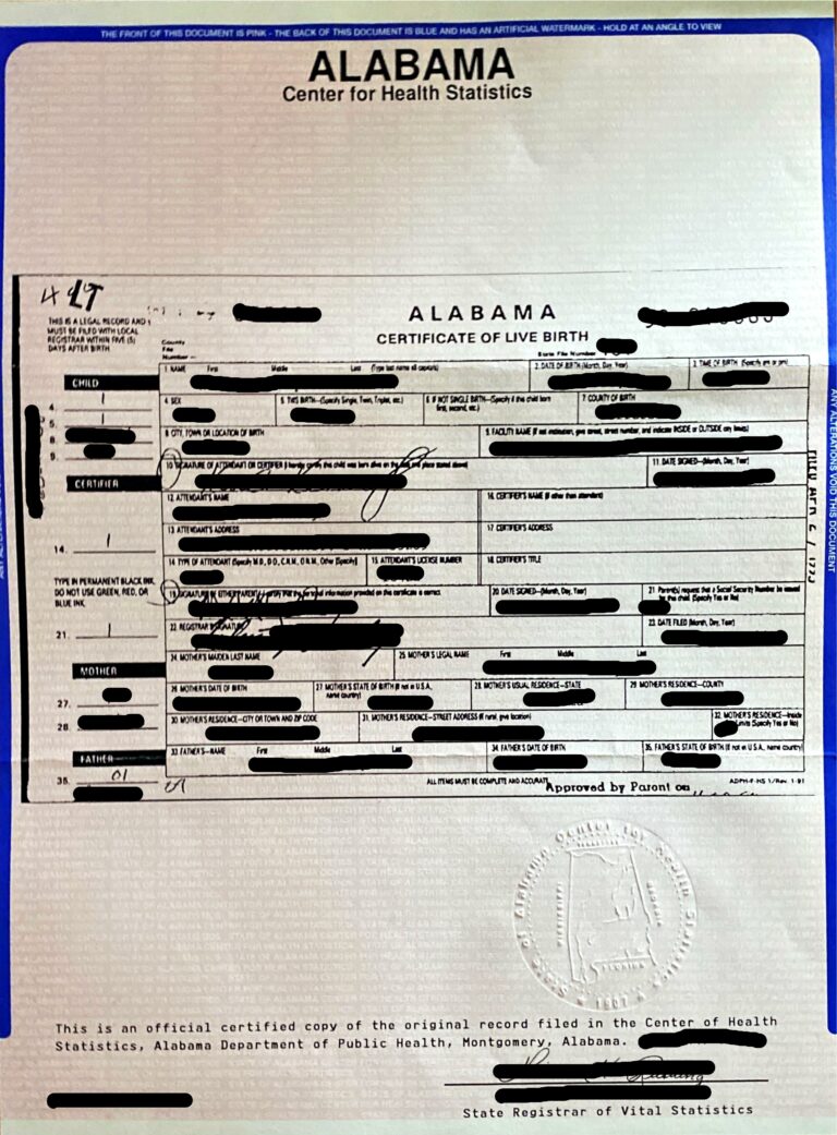 Birth Certificate Alabama Muster bersetzungen Von Urkunden