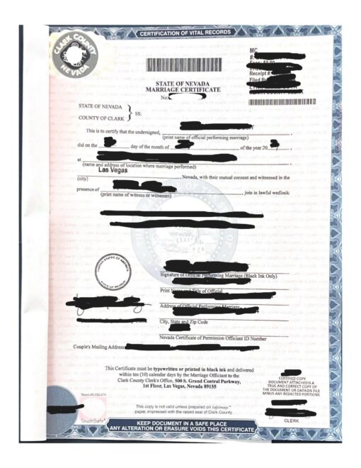 Marriage Certificate Nevada 2024