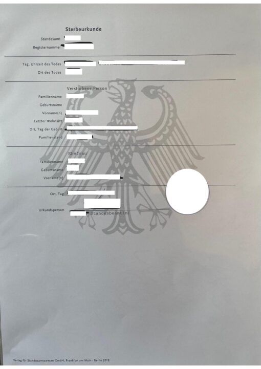 Sterbeurkunde Deutschland 2024 (DE-EN)