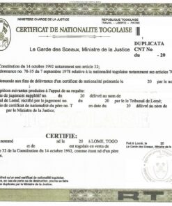 Certificat de nationalité togolaise