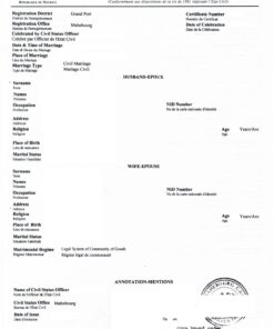 Extrait Certifié d'Acte de Mariage, Mauritius