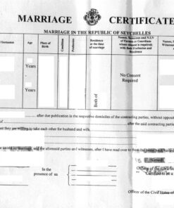 Heiratsurkunde, Seychellen