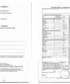 Abiturzeugnis (allgemeine Hochschulreife) aus Baden-Württemberg, Formular von 2022