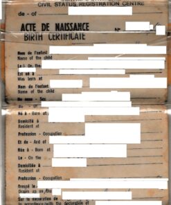 Acte de naissance Cameroun 1988