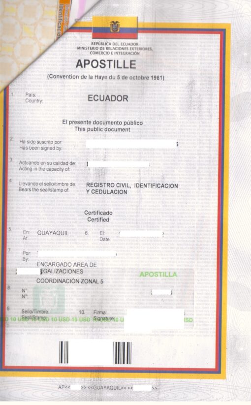 Apostille Ecuador (Guayas)