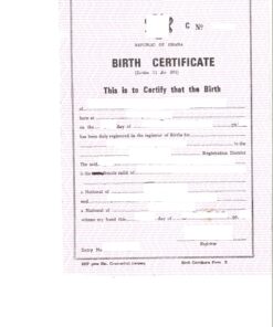 Birth Certificate Ghana 2005