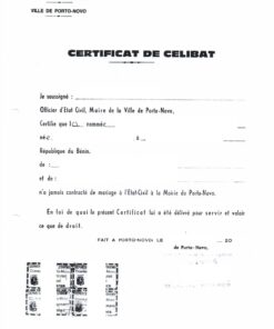 Certificat de Célibat, Bénin
