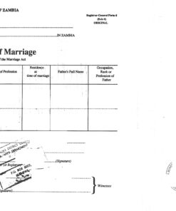 Certificate of Marriage, Zambia bzw. Sambia, mit Legalisation der Dt. Botschaft