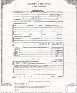 Certificate of death USA (California, Siskiyou County)