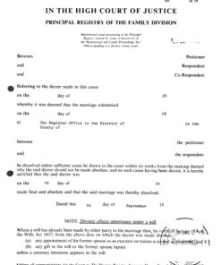 Certificate of making Decree Nisi Absolute (Divorce) (endgültiges Scheidungsurteil, UK)
