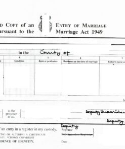 Certified Copy of an Entry of Marriage, UK, 2010