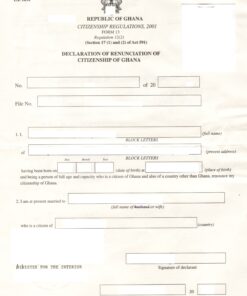 Declaration of Renunciation of Citizenship of Ghana