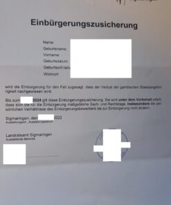 Einbürgerungszusicherung 2022, Landkreis Sigmaringen