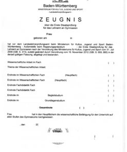 Erste Staatsprüfung Lehramt Gymnasium BW