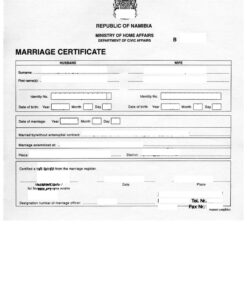 Marriage Certificate, Namibia