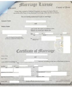 Marriage License und Certificate of Marriage, USA (Arizona)