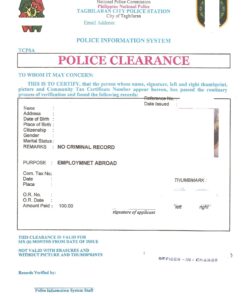 Police Clearance, Philippines