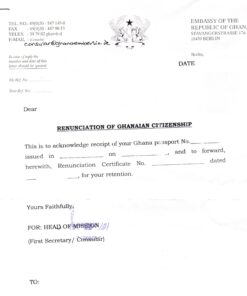 Renunciation of Citizenship of Ghana (Anschreiben)
