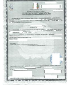 Extracto de Acta de Defunción (Dominikanische Republik)