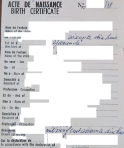 Acte de naissance Cameroun 1978