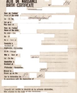 Acte de naissance Cameroun 1996