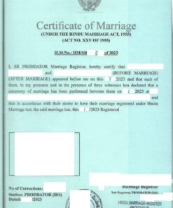 Certificate of Marriage von 2023 under the Hindu Marriage Act of 1955