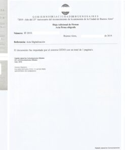 Geburtsurkunde (1977) aus Argentinien mit Beglaubigung der Abschrift und Legalisation von 2019