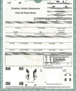 Geburtsurkunde (2024) aus Mexiko (Querétaro)