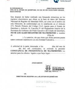 Ledigkeitsbescheinigung (2024) aus Mexiko (Querétaro)