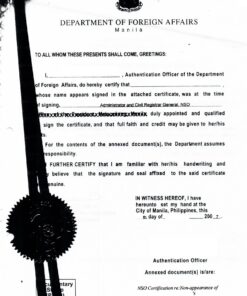 Legalisierung, notarielle Unterschriftsbeglaubigung, Philippinen (Manila)