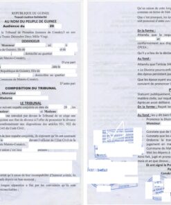 Acte de divorce, République de Guinée, 2020