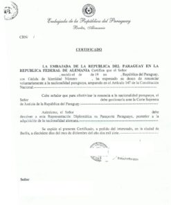 Verzichtserklärung paraguayische Staatsangehörigkeit