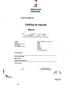 Certificat de maturité, 2015, Valais (Suisse)